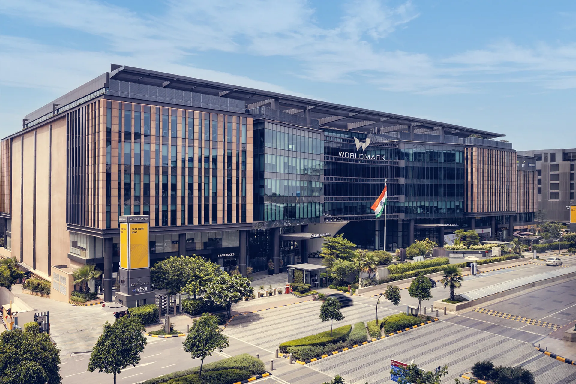 Sleek contemporary glass tower — Aerocity, Delhi