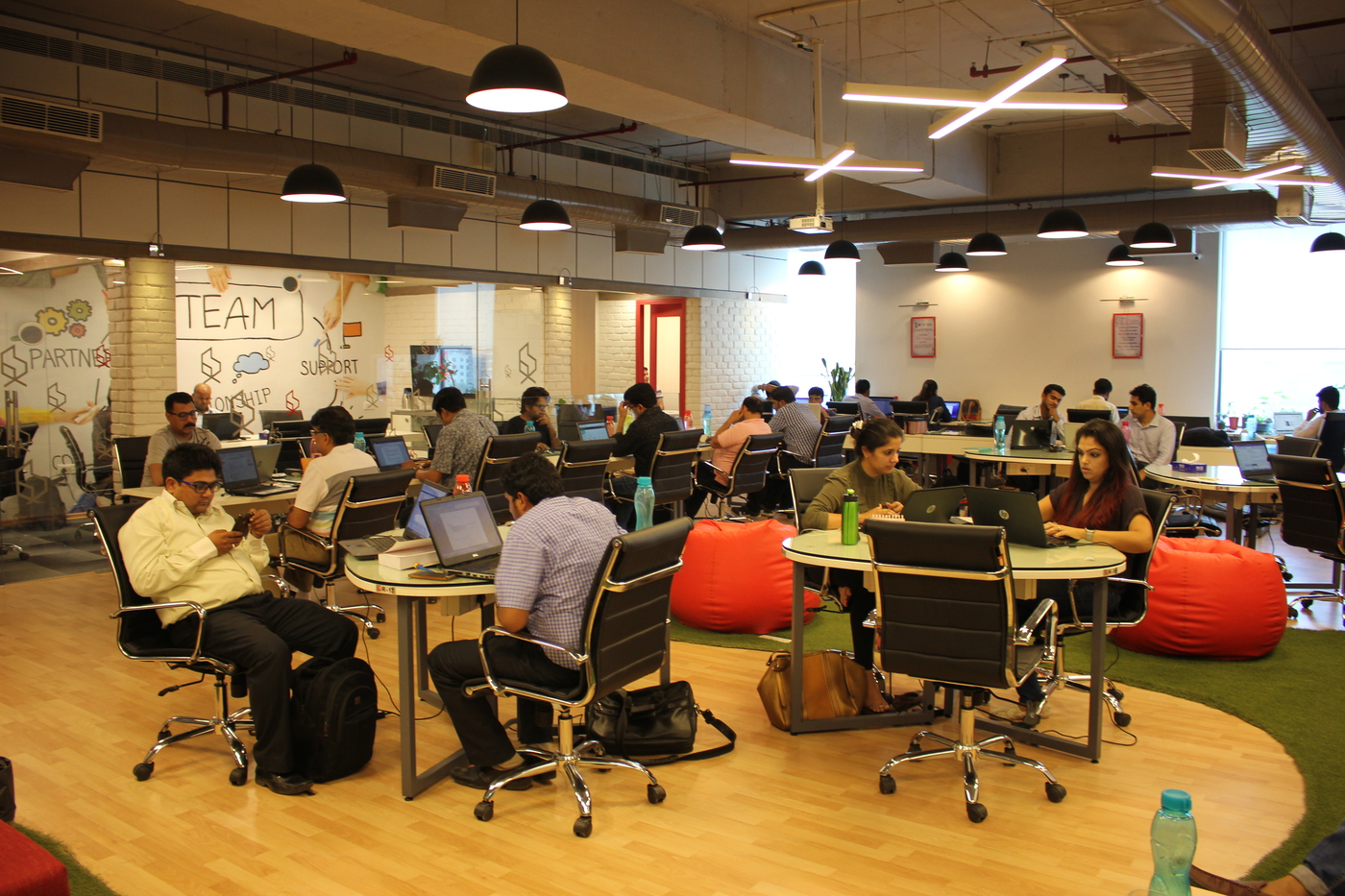 Co-working space with shared desks